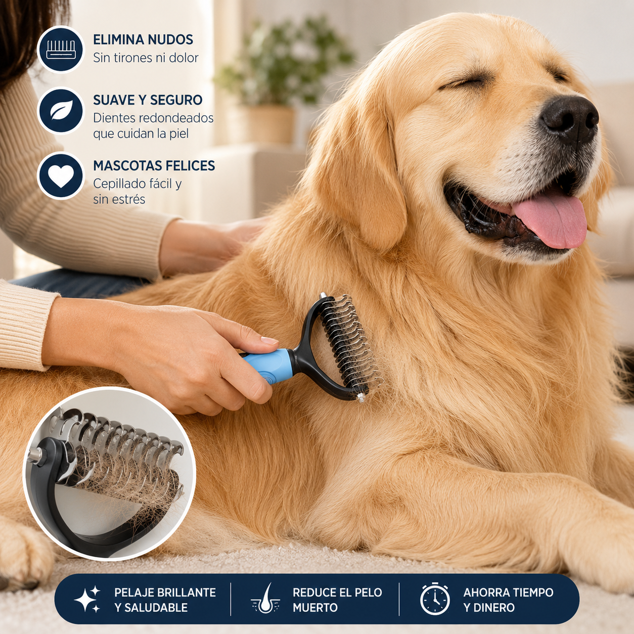 NoMásNudos™-  Cepillo antinudos para mascotas