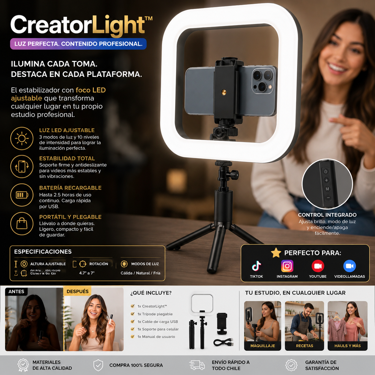 CreatorLight™- Estabilizador con luz led