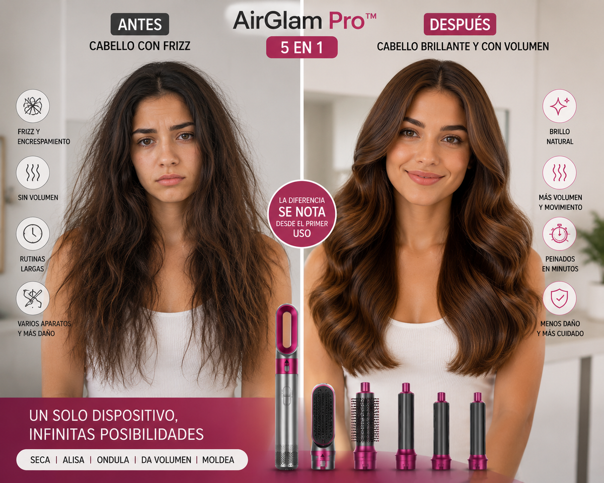 AirGlam Pro™-  Cepillo secador 5 en 1 profesional