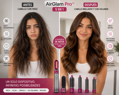 AirGlam Pro™-  Cepillo secador 5 en 1 profesional