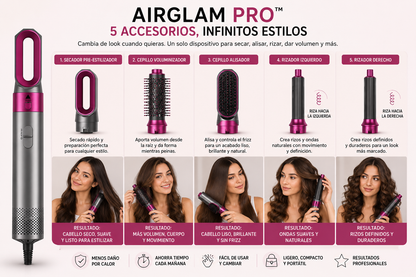 AirGlam Pro™-  Cepillo secador 5 en 1 profesional