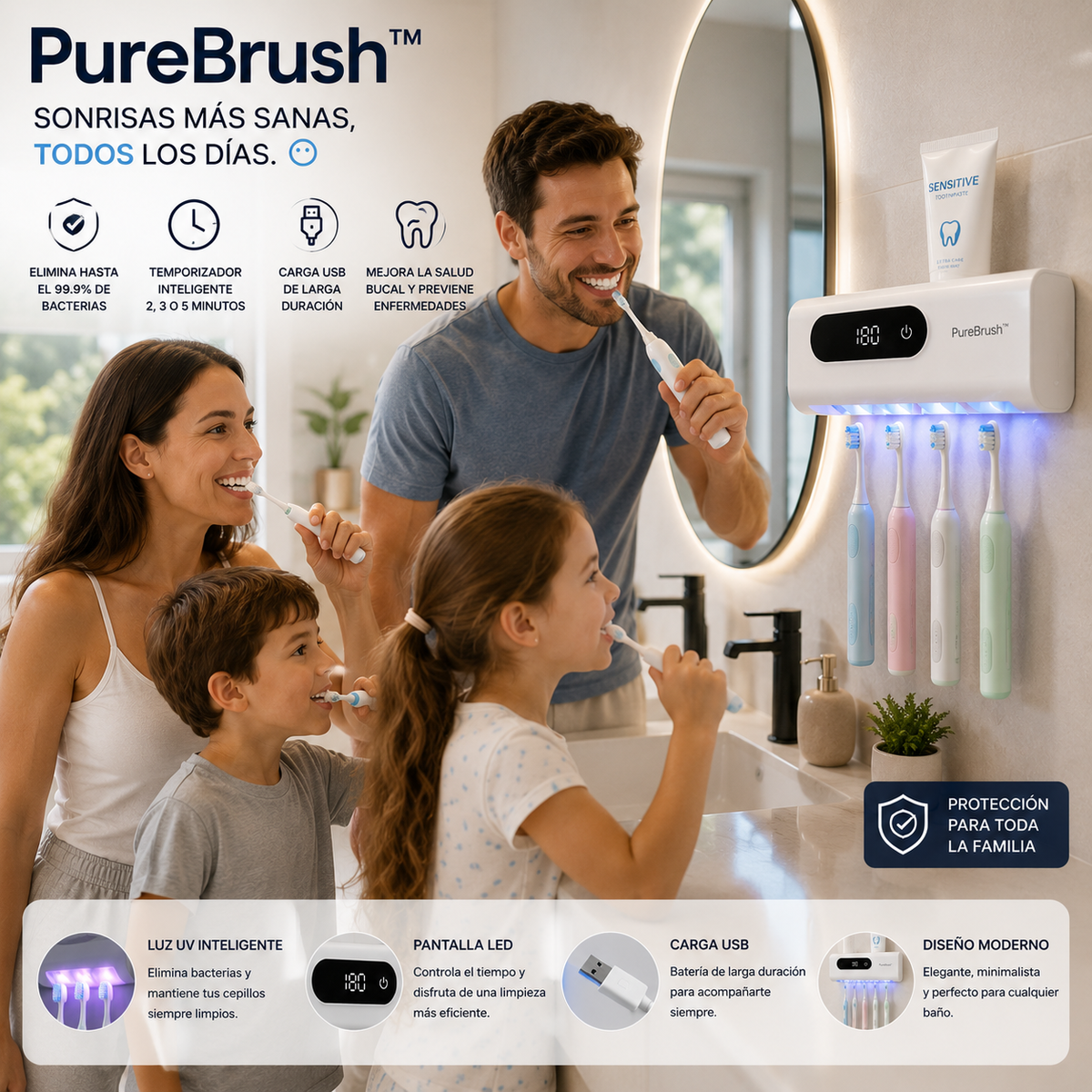 PureBrush™-  Soporte esterilizador de cepillos