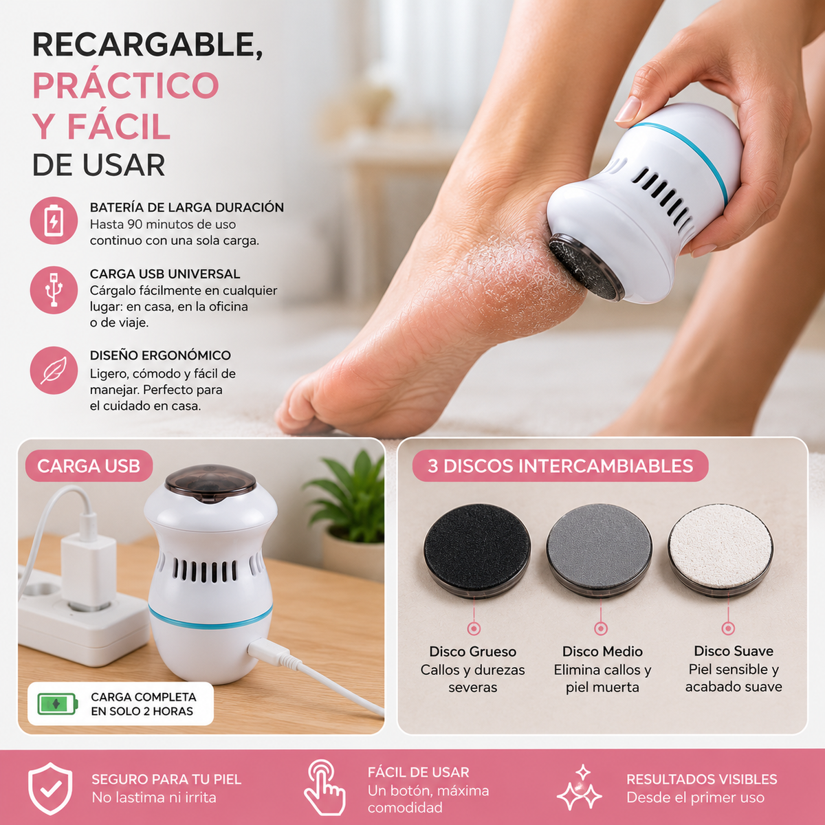 PediGlow™-  Removedor quita callos recargable