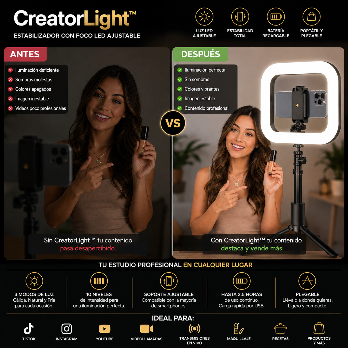 CreatorLight™- Estabilizador con luz led