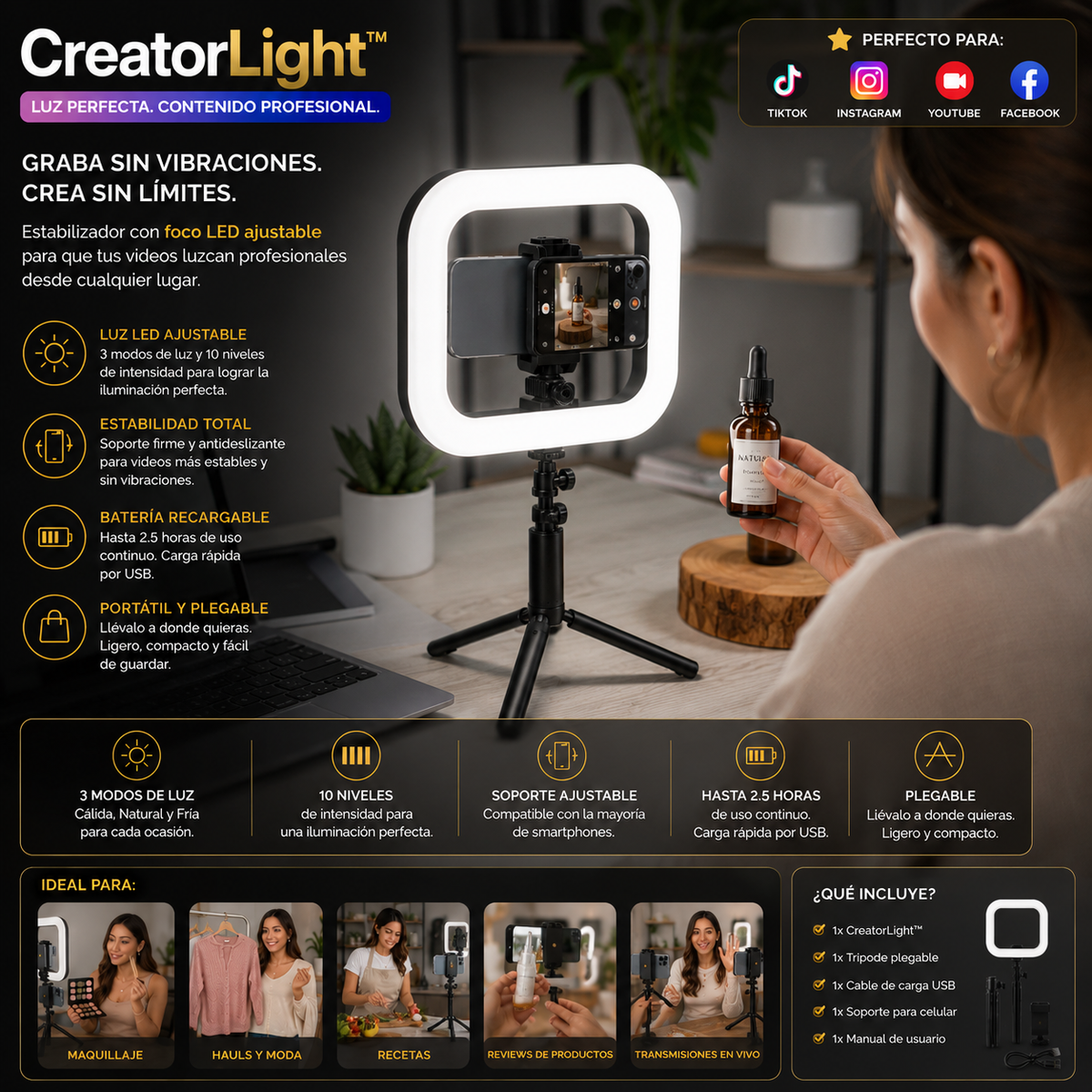 CreatorLight™- Estabilizador con luz led