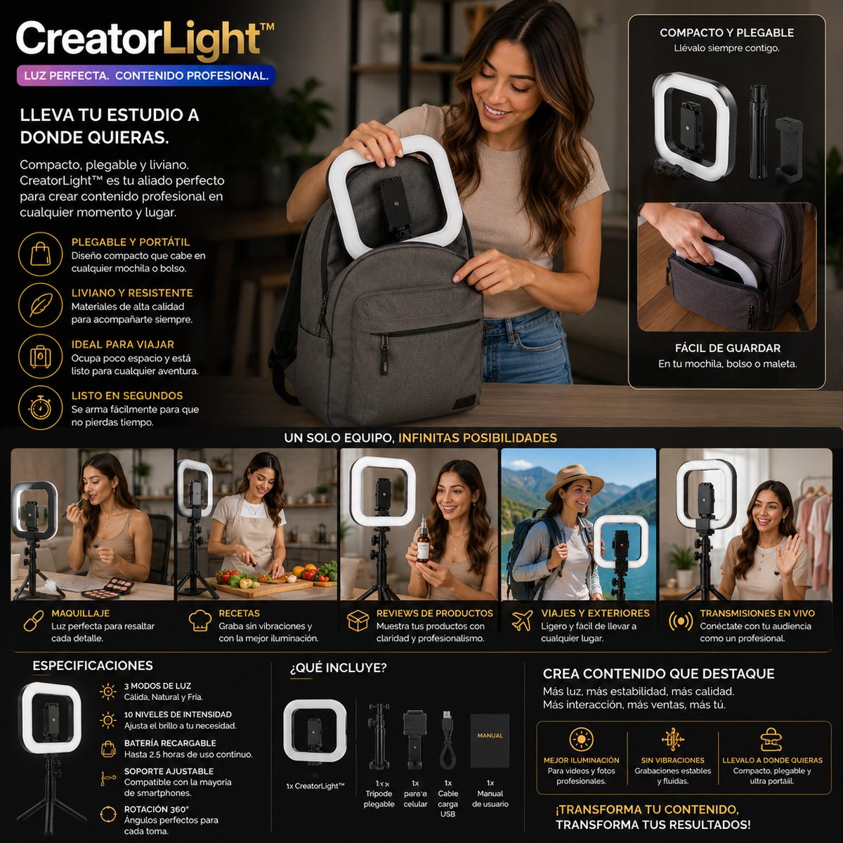 CreatorLight™- Estabilizador con luz led