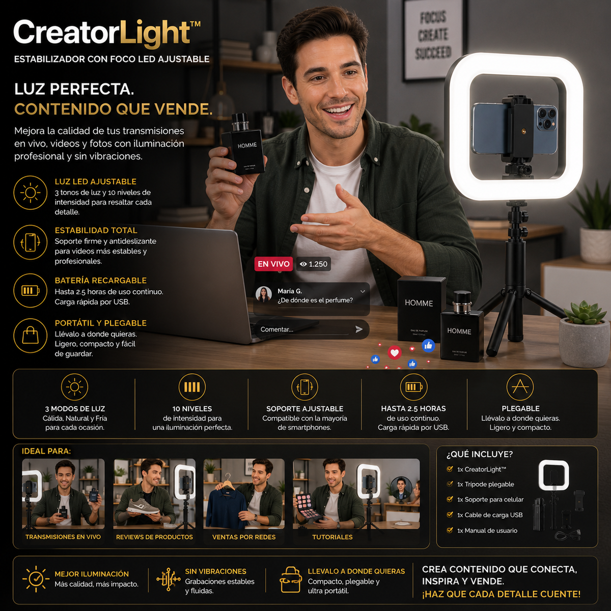 CreatorLight™- Estabilizador con luz led
